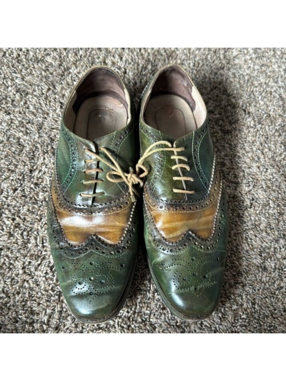 Lethato Wingtip Green Brown Men's Dress Shoe Size 9.5/10